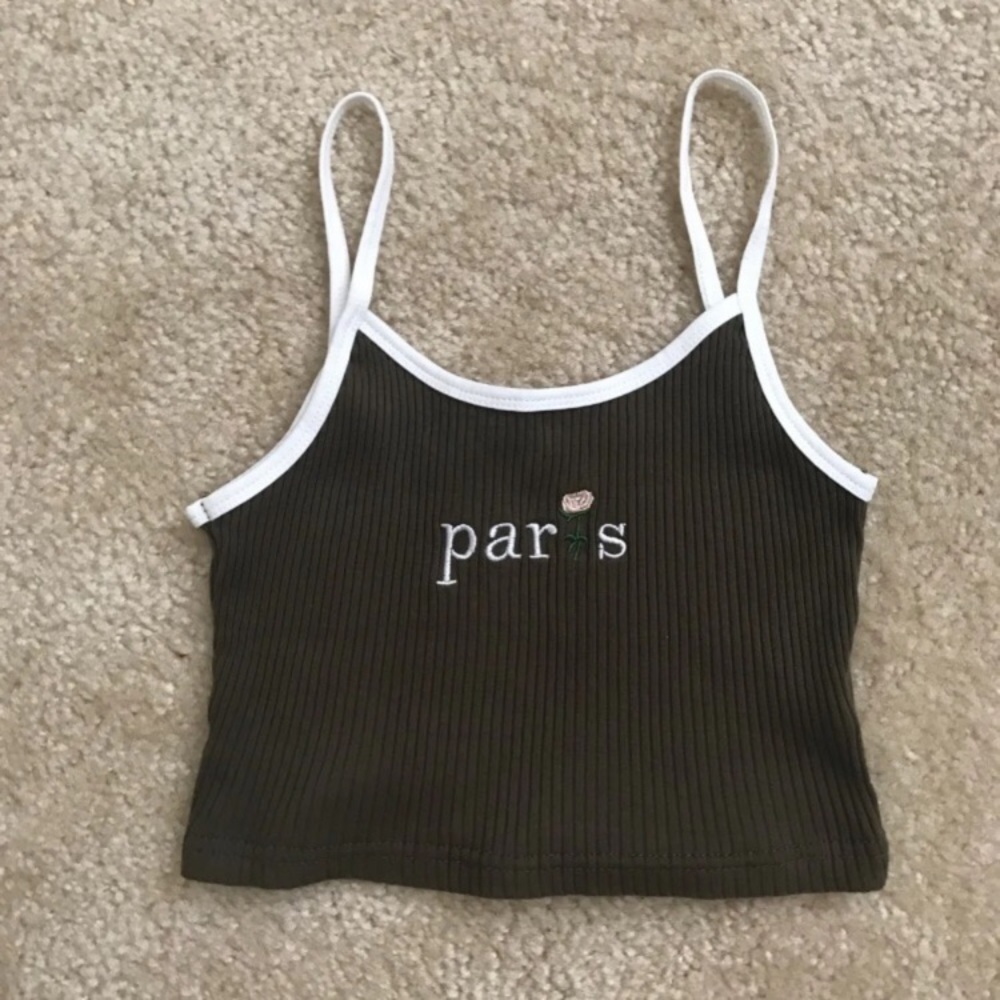 Green Paris crop top
